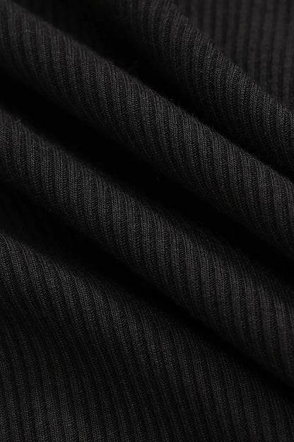 Livana Black Ruched Slit Sleeve V-neck Top