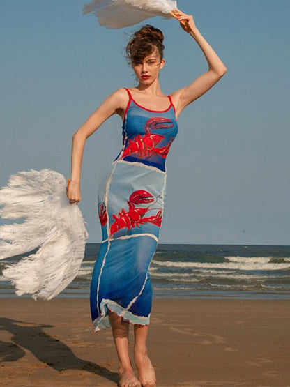 Lobster Print Retro Dress Fun & Unique Beach Getaway Outfit