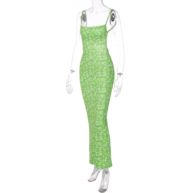 Sexy Backless Slimming Beach Floral Dress