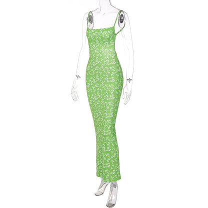 Sexy Backless Slimming Beach Floral Dress