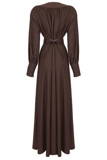 Renata Plunge Long Sleeve Maxi Dress