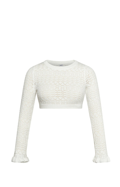 Amalfi White Knit Ruffle Top