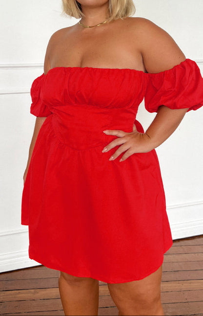Graziella Off The Shoulder Red Mini Dress