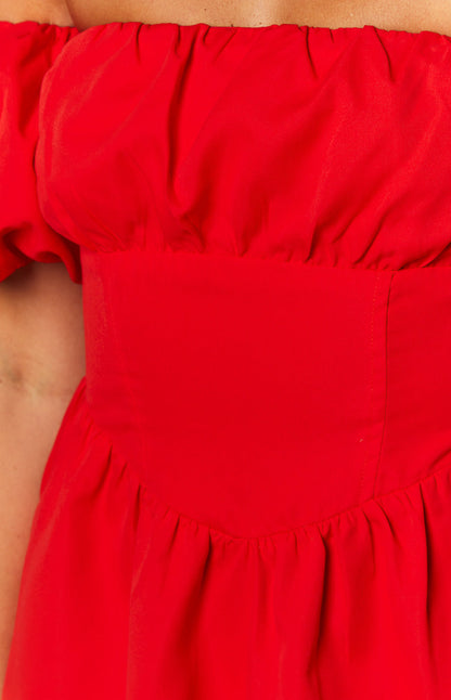 Graziella Off The Shoulder Red Mini Dress