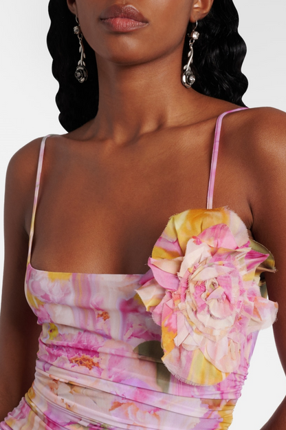 Ludema Floral Appliqué Print Maxi Dress