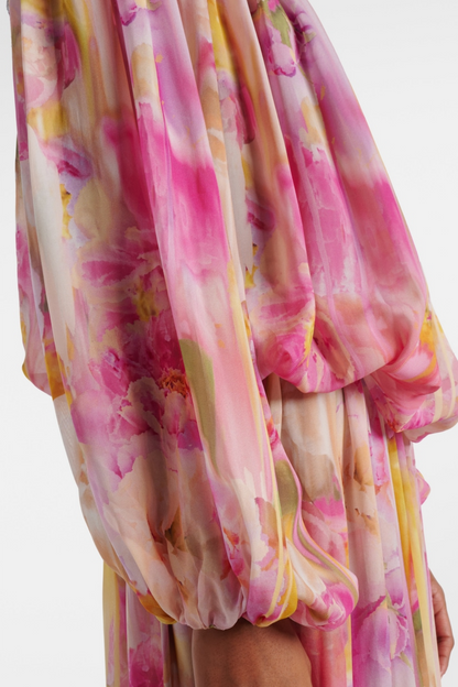 Ludema Floral Off Shoulder Ruched Maxi Dress