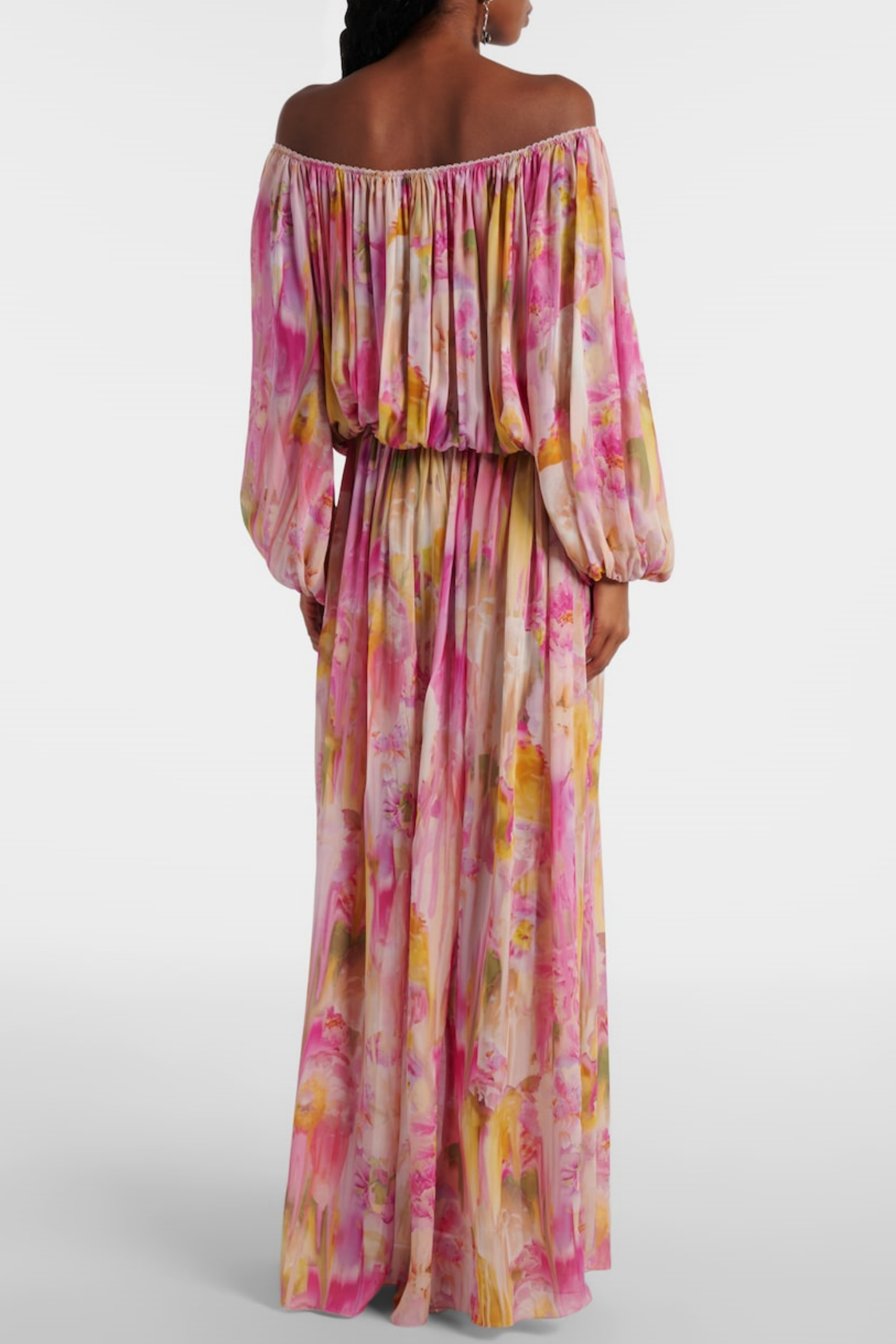 Ludema Floral Off Shoulder Ruched Maxi Dress