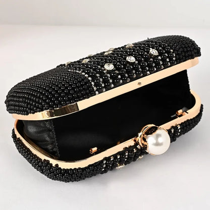 Luxury Diamond Pearl Beaded Evening Wristlet