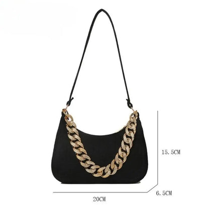 Luxury Metal Chain Shoulder Handbag Elegant Clutch