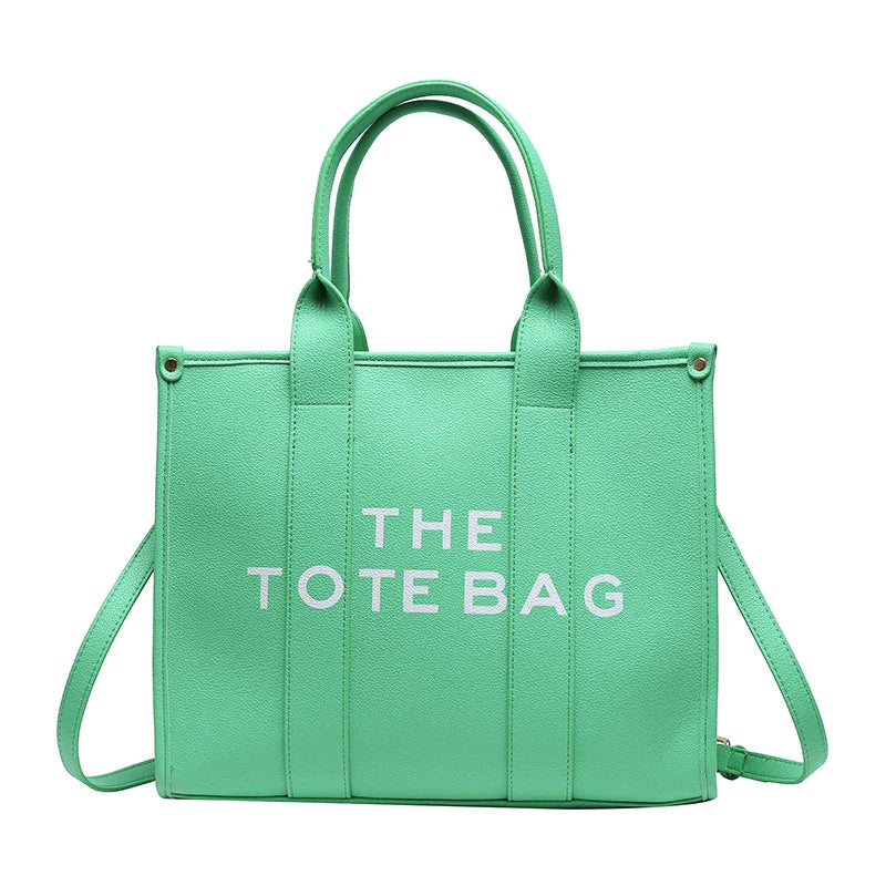 Letter Soft PU Leather Tote Shoulder Handbag