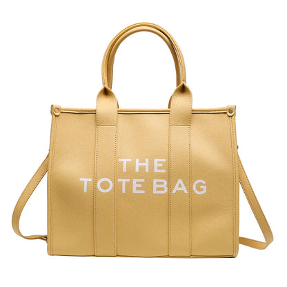 Letter Soft PU Leather Tote Shoulder Handbag