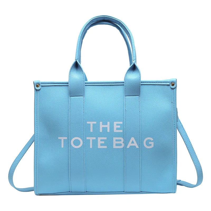 Letter Soft PU Leather Tote Shoulder Handbag