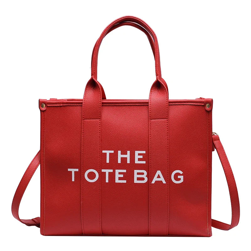 Letter Soft PU Leather Tote Shoulder Handbag