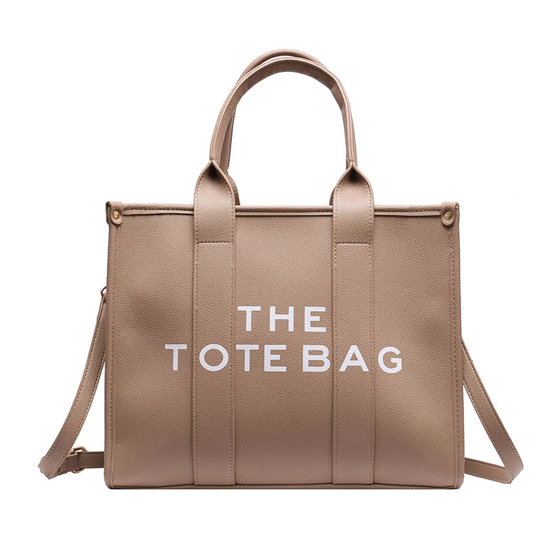Letter Soft PU Leather Tote Shoulder Handbag