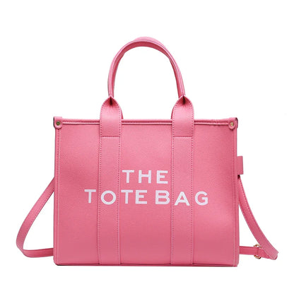 Letter Soft PU Leather Tote Shoulder Handbag