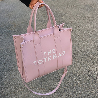 Letter Soft PU Leather Tote Shoulder Handbag