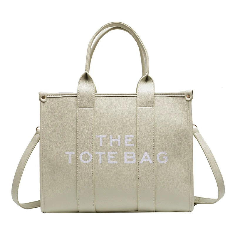 Letter Soft PU Leather Tote Shoulder Handbag