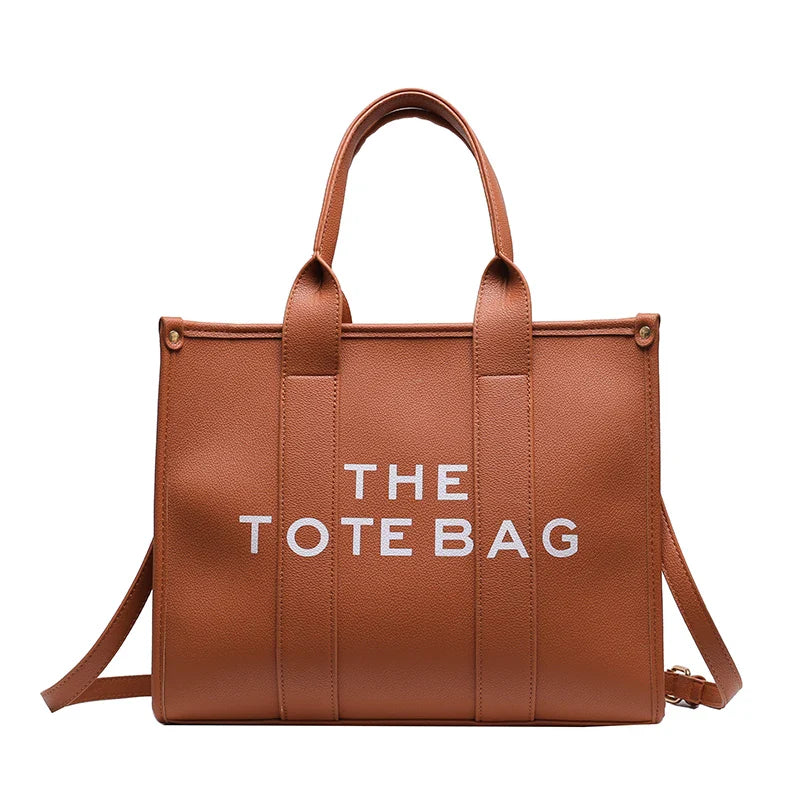Letter Soft PU Leather Tote Shoulder Handbag