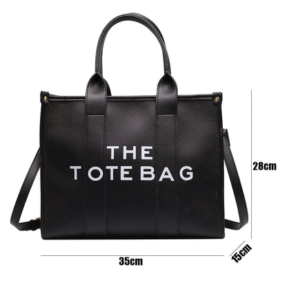 Letter Soft PU Leather Tote Shoulder Handbag