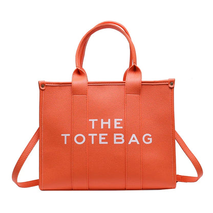 Letter Soft PU Leather Tote Shoulder Handbag