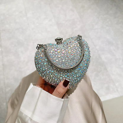 Heart Shape Crystal Rhinestone Evening Clutch Bag