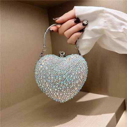 Heart Shape Crystal Rhinestone Evening Clutch Bag