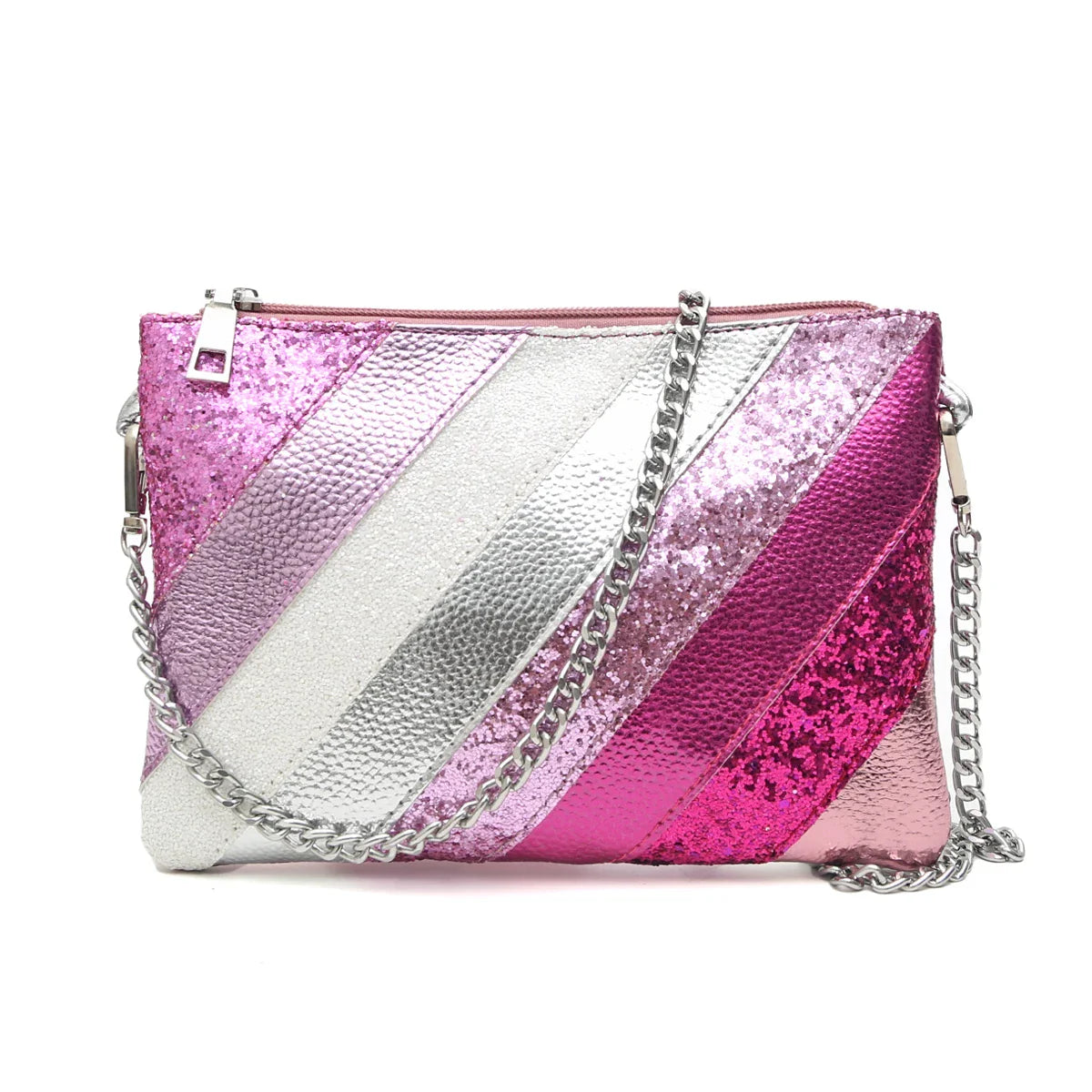 Y2K Metallic PU Leather Patchwork Wristlet