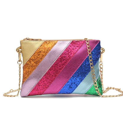 Y2K Metallic PU Leather Patchwork Wristlet