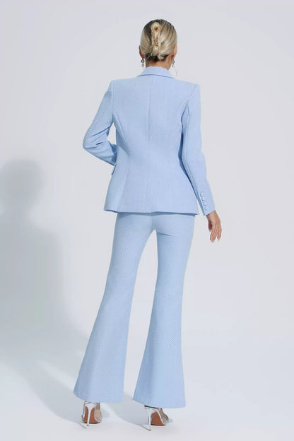 Lylah Polka Dots Blazer Set-Blue
