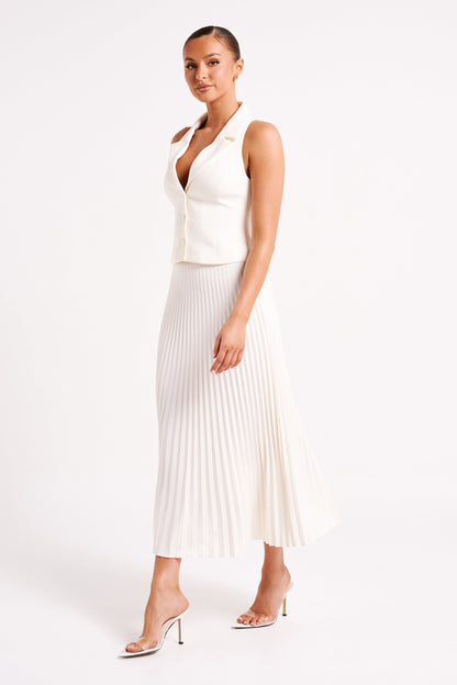 Renata V-neck Pleated Skirt Set