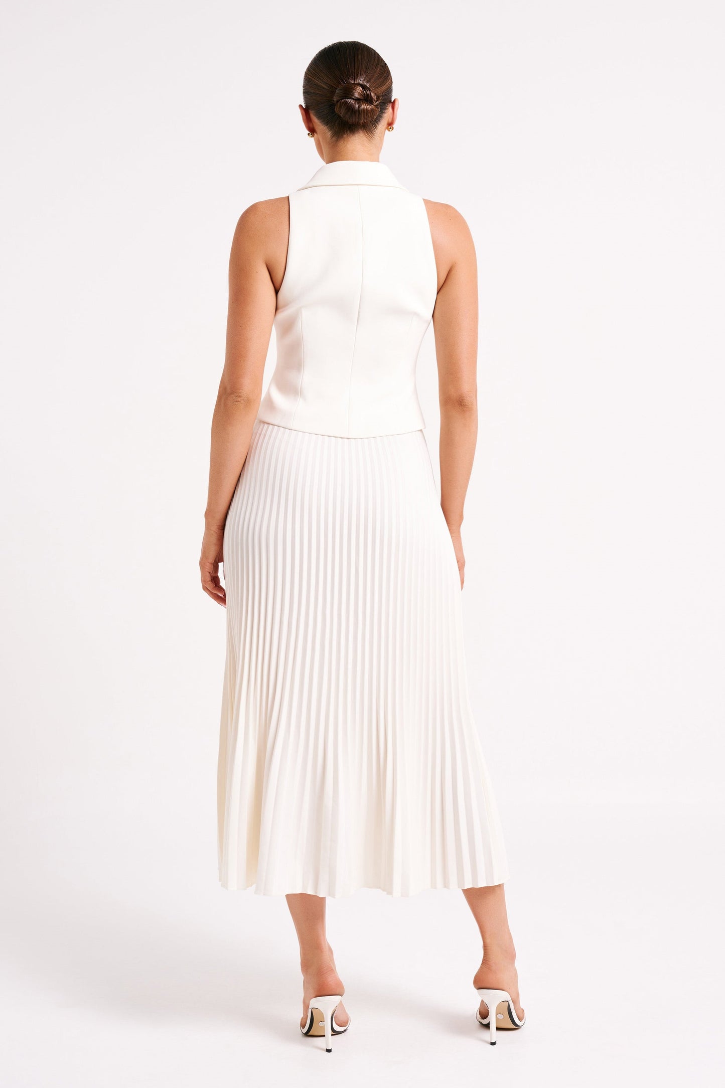 Renata V-neck Pleated Skirt Set
