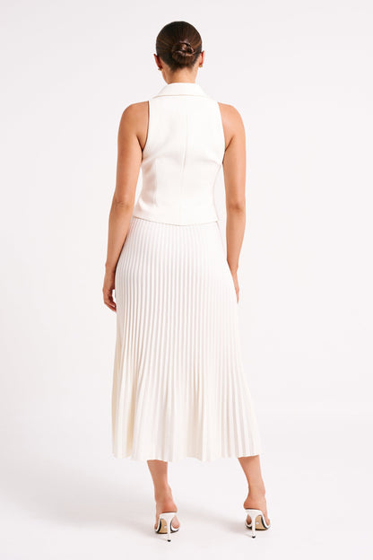 Renata V-neck Pleated Skirt Set
