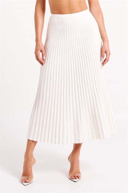 Renata V-neck Pleated Skirt Set