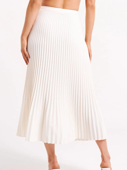 Crepe Knit Cravat Top & Pleated Suiting Maxi Skirt