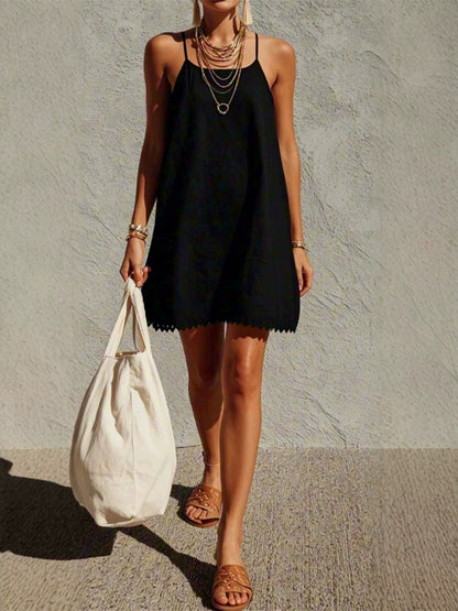 V Off-the-shoulder Spliced Short Dress