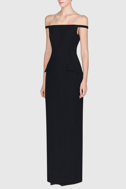 Macsen Pearl Beaded Off Shoulder Maxi Dress