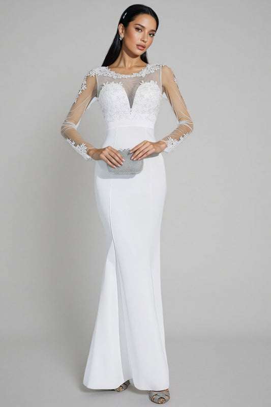 Marend White Lace Bodycon Maxi Dress