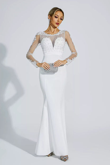 Madisyn White Lace Bodycon Maxi Dress