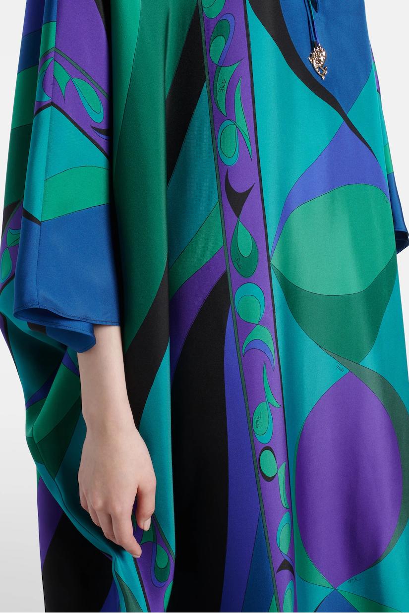 Psychedelic Swirling Iride Satin Kaftan