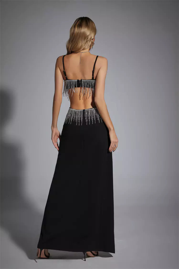Mariana Black Diamante Maxi Dress