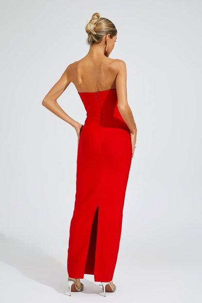 Maureen Red Rose Off Shoulder Dress