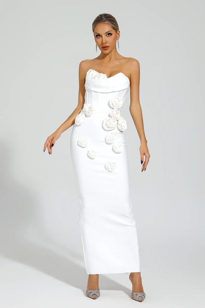 Maureen White Rose Off Shoulder Dress