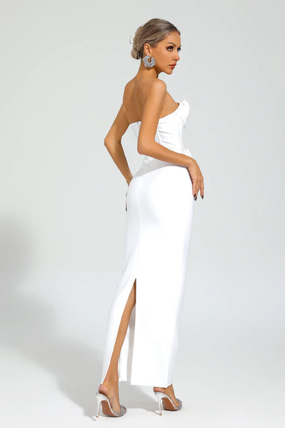 Maureen White Rose Off Shoulder Dress