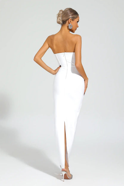 Maureen White Rose Off Shoulder Dress