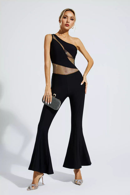 Meadow Black One-shoulder Cutout Jumpsuit