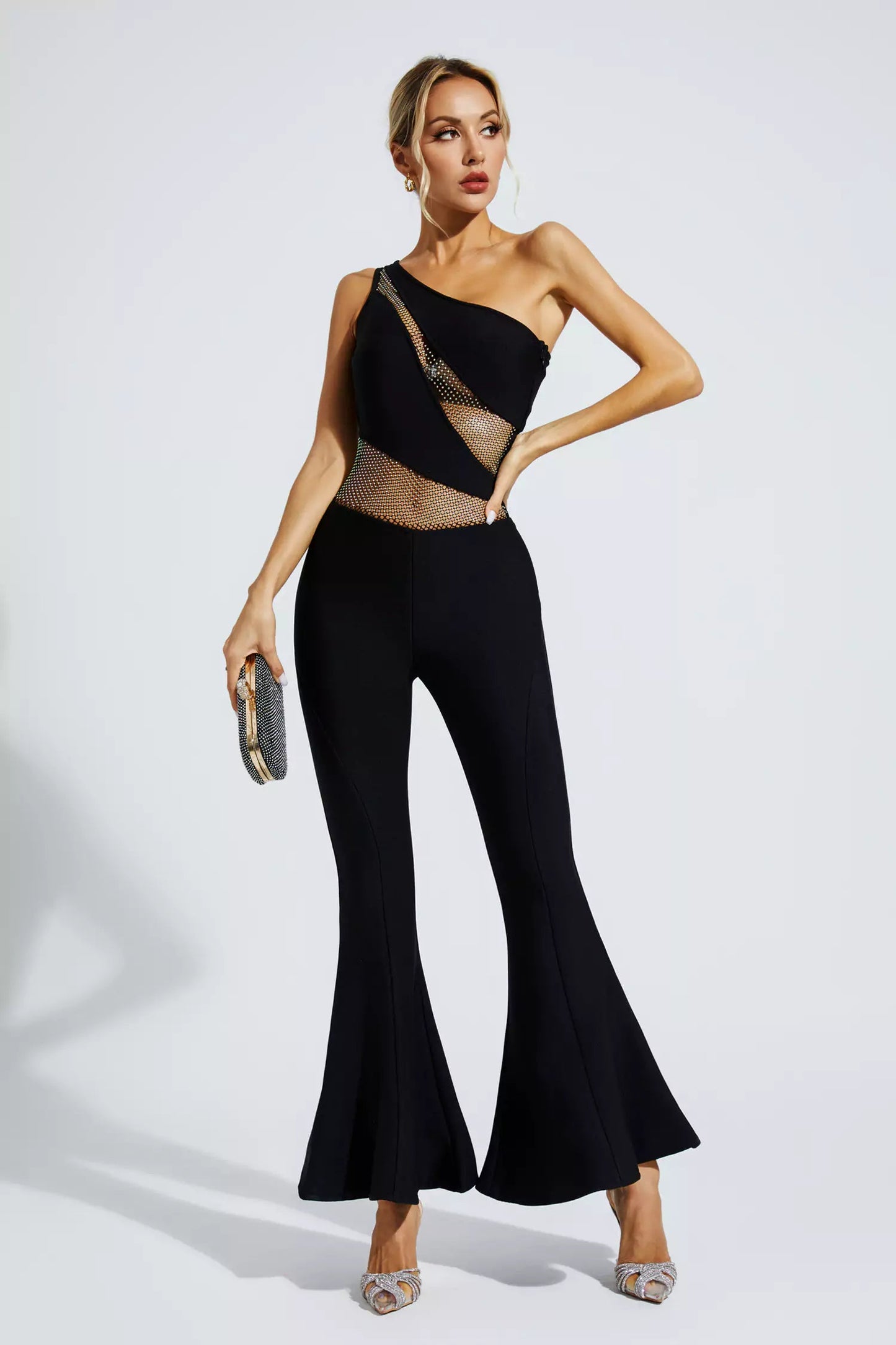 Meadow Black One-shoulder Cutout Jumpsuit