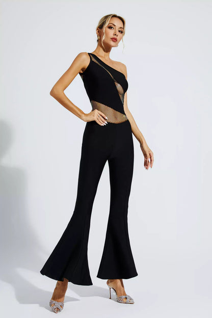 Meadow Black One-shoulder Cutout Jumpsuit