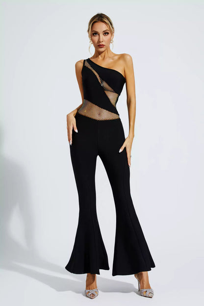 Meadow Black One-shoulder Cutout Jumpsuit