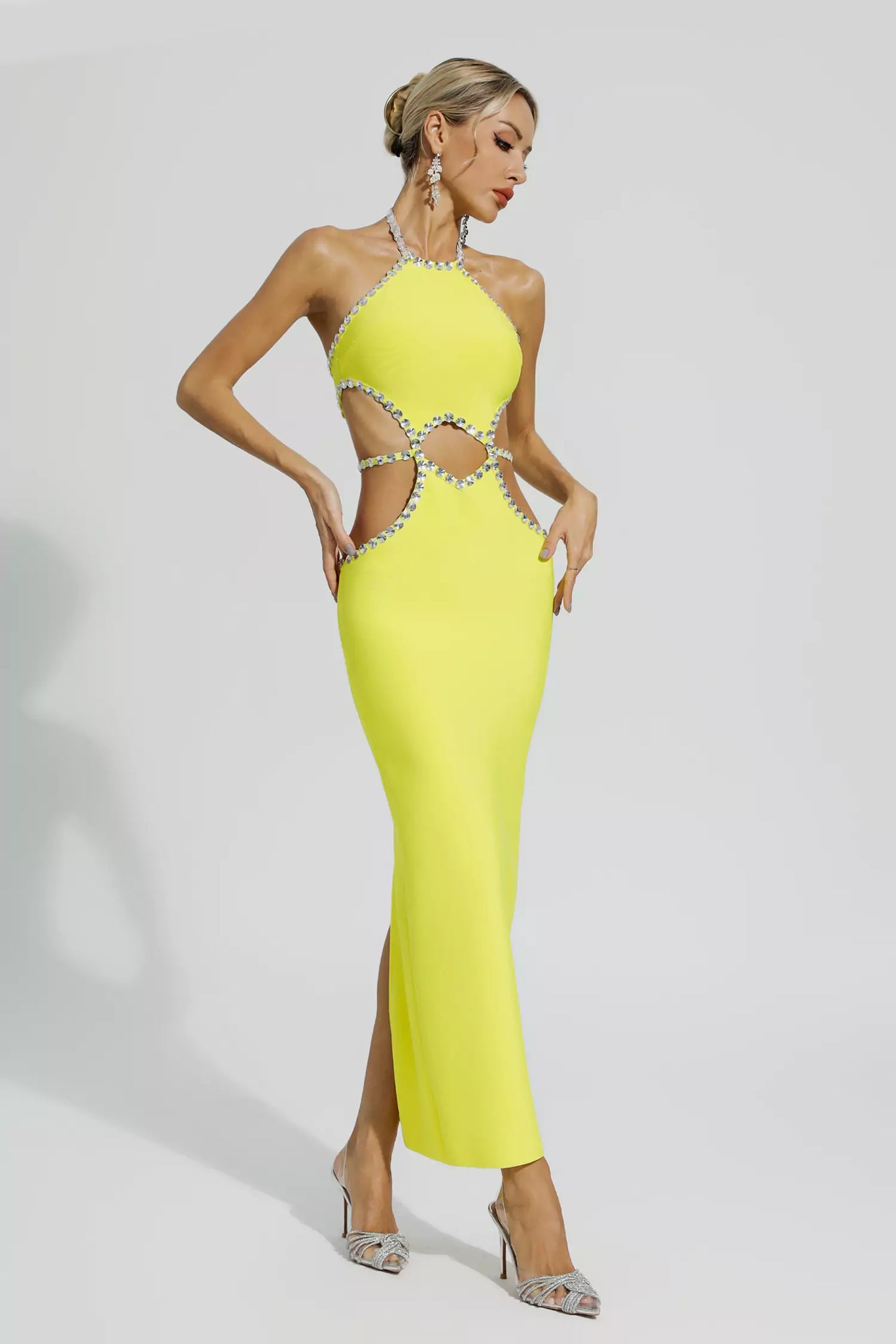 Megan Yellow Cut Out Bodycon Dress