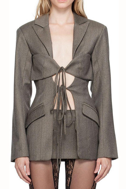 Megan Lace Up Cutout Blazer
